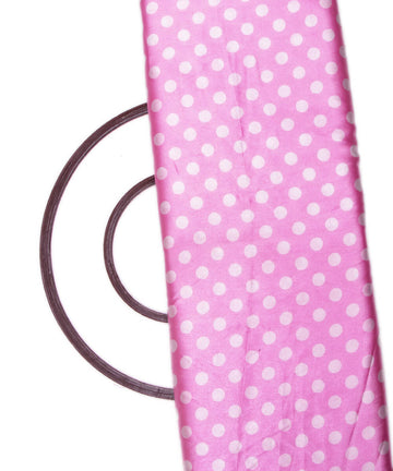 Pink Colour Polka Dots Print Satin Fabric